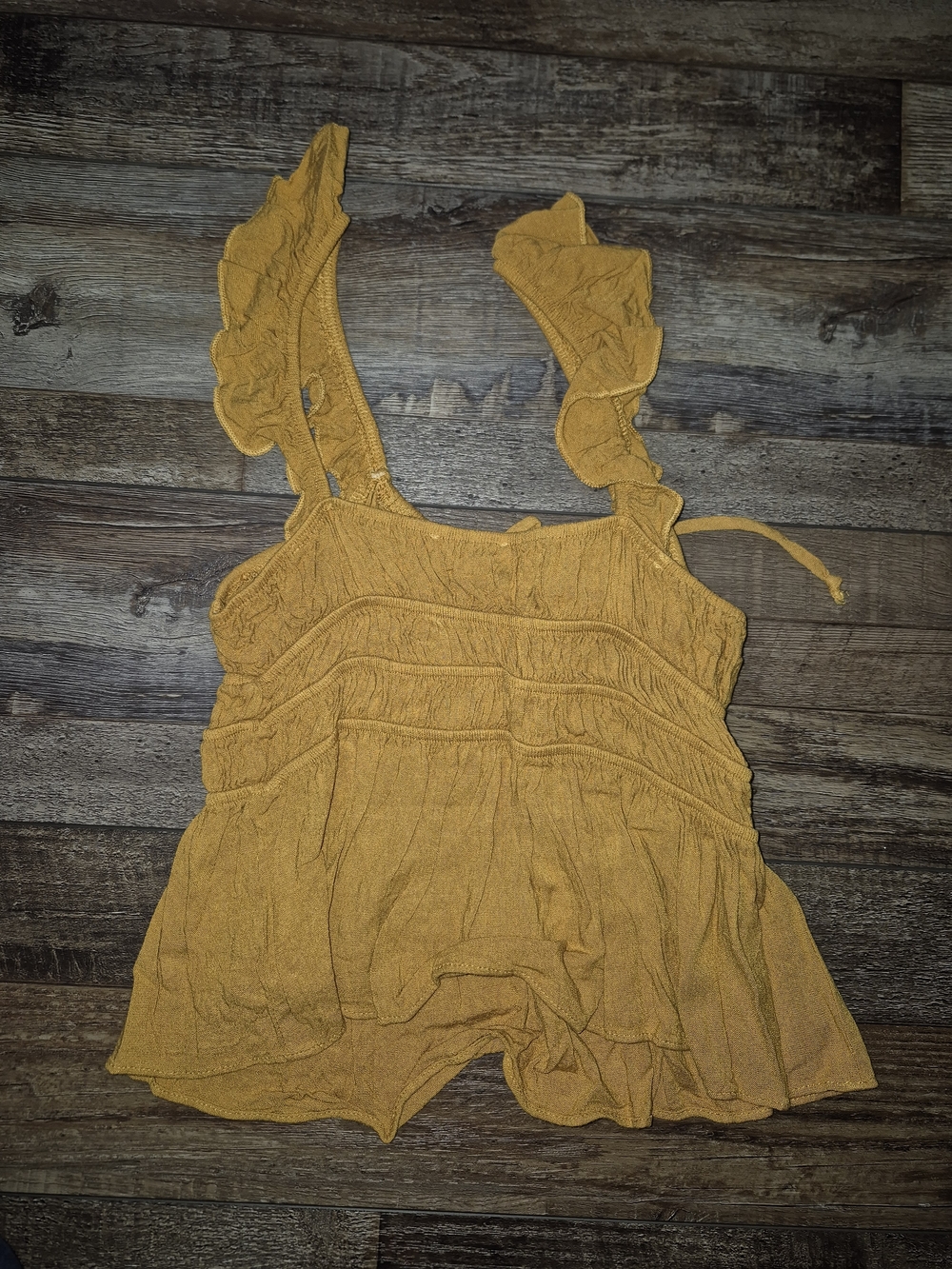 Moa Moa Mustard Ruffle Strap Tank Top - Picture 3 of 3